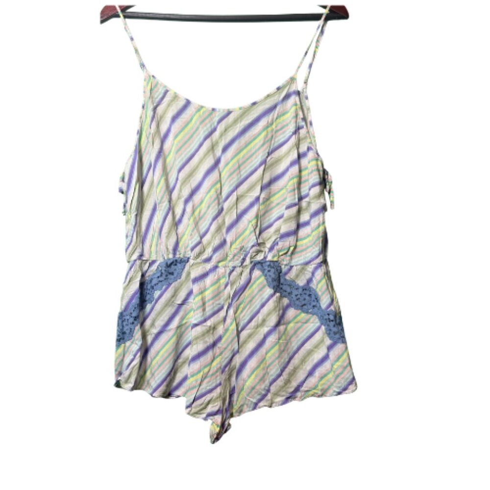 Gently Worn Striped VICTORIA'S SECRET Romper Pajama Size L (BB0905)